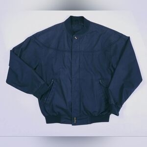 Windbreaker VTG 80s Preppy Zip Bomber Jacket Adult Large Banded Hem Zip Pockets